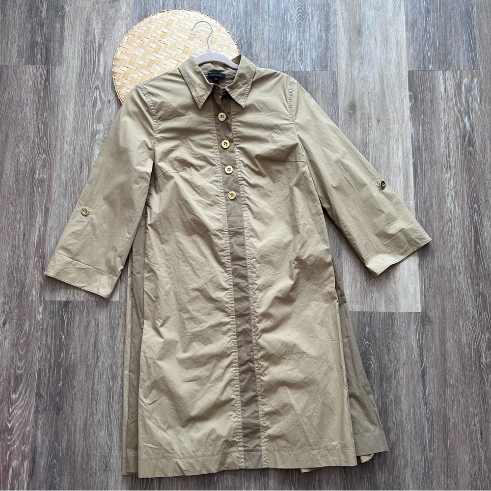 Escada‎ khaki shirt dress w/ gold buttons